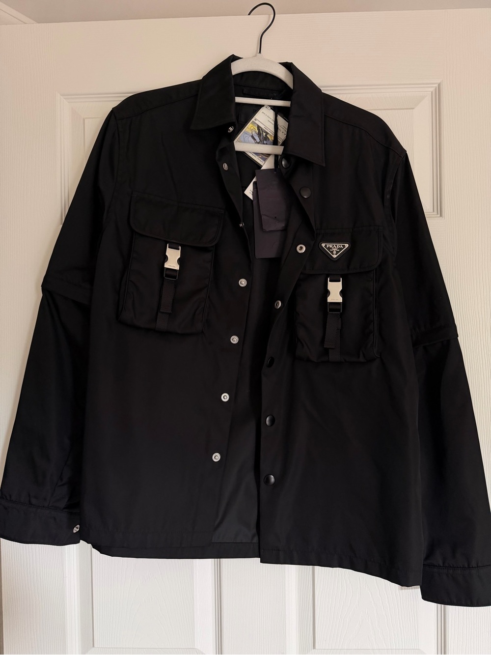 Prada Black Military Field Jacket with Utility Flap Pockets